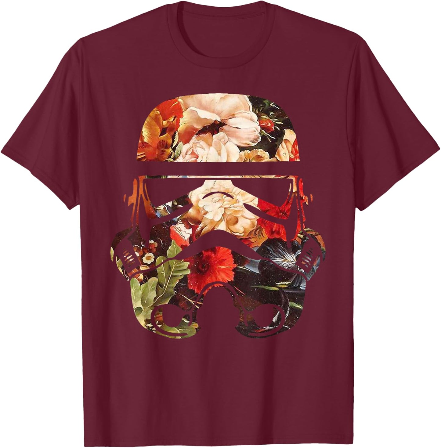 Star Wars Blooming Stormtrooper Floral Fill T-Shirt - T-Shirt | Maroon