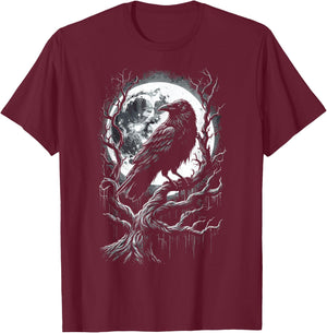Black Crow Raven Bird T-Shirt - T-Shirt | Maroon