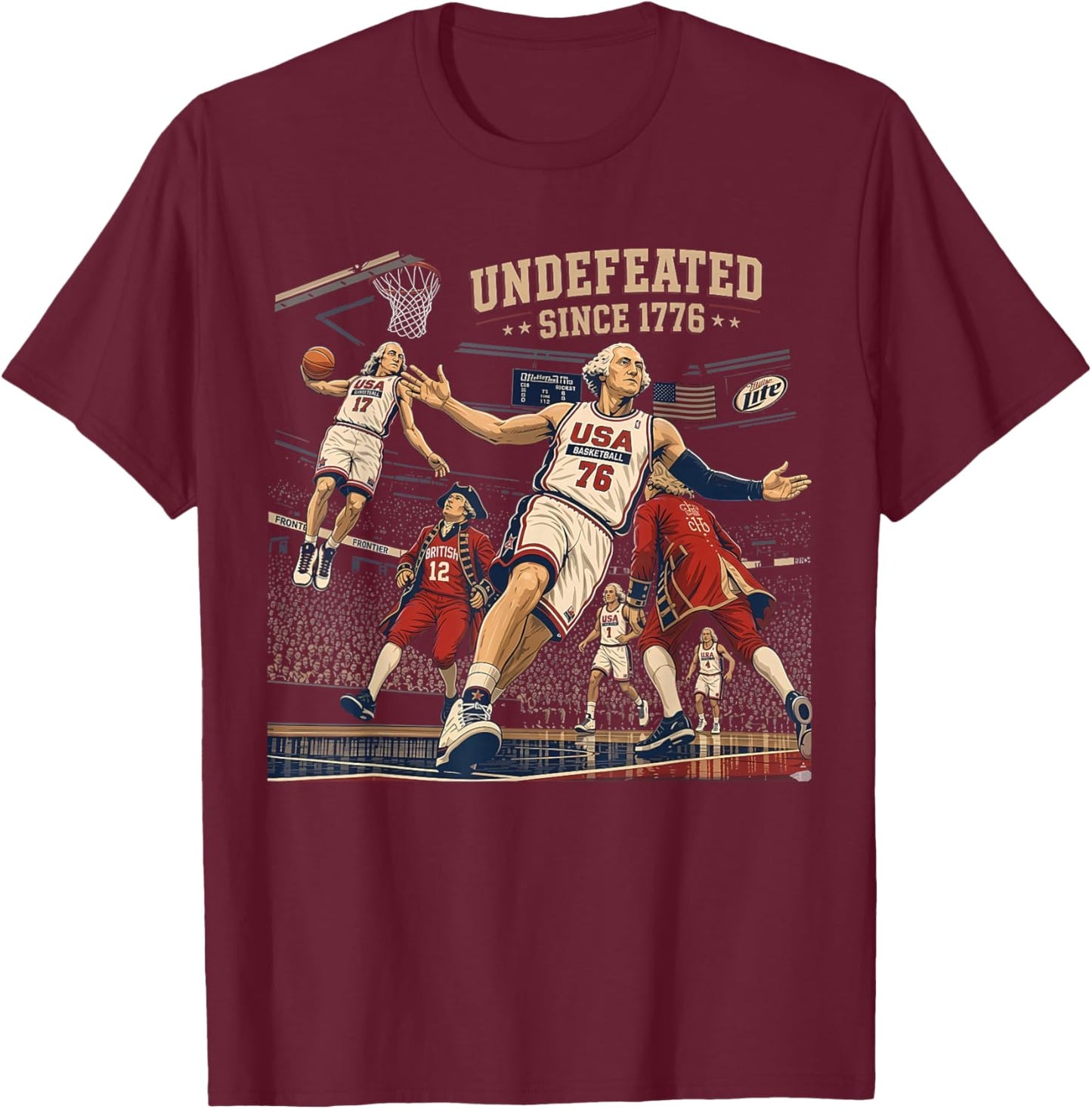 Undefeated Since 1776 America 4th of July Independence Day T-Shirt - T-Shirt | Maroon