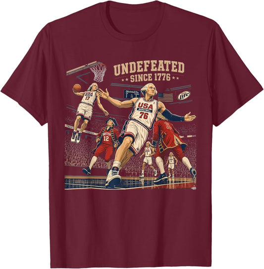 Undefeated Since 1776 America 4th of July Independence Day T-Shirt - T-Shirt | Maroon