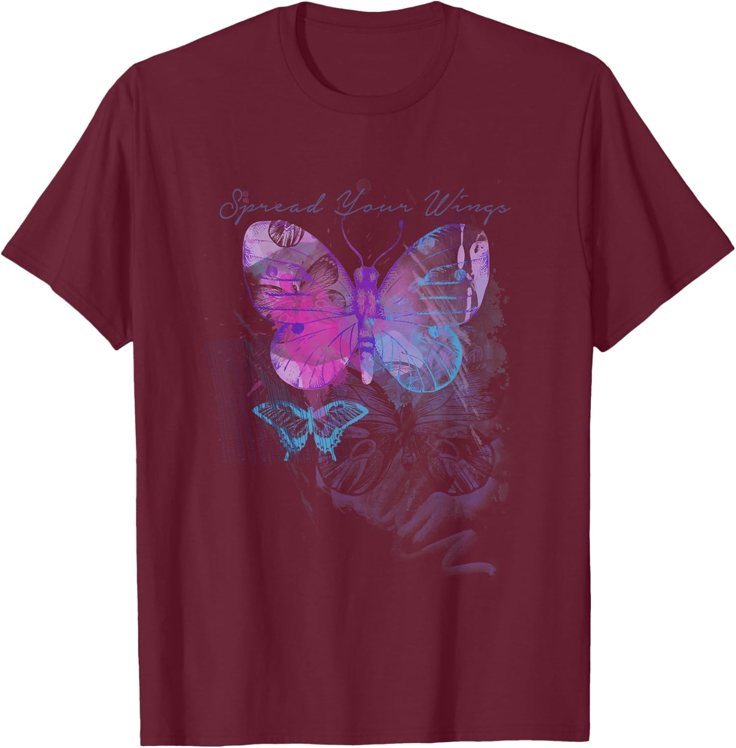 Butterfly graphic who love butterflies, gift T-Shirt - T-Shirt | Maroon