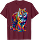 Vibrant Colorful Tiger Art Shirt Rainbow Wild Cat Animal T-Shirt - T-Shirt | Maroon