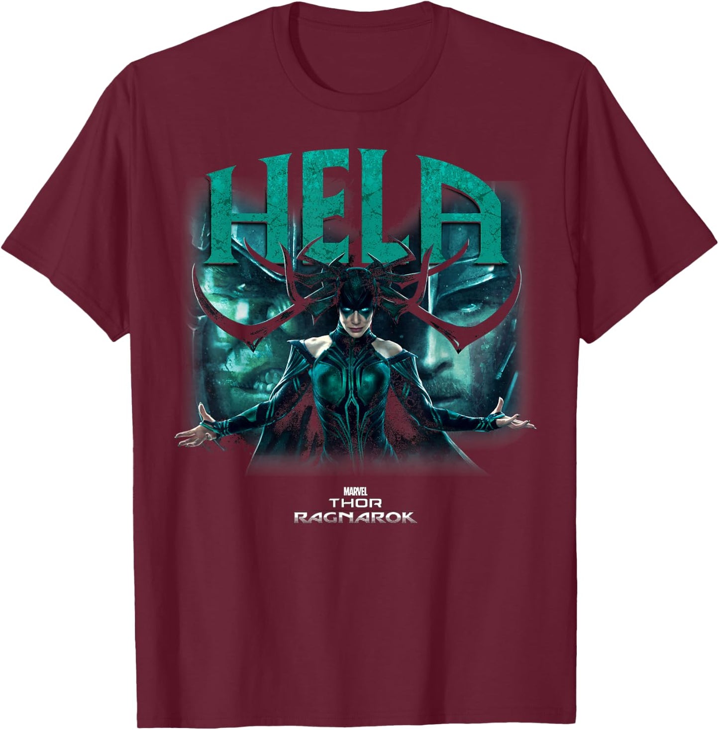 Marvel Thor Ragnarok Hela Deceiving Hands Reach Out T-Shirt - T-Shirt | Maroon