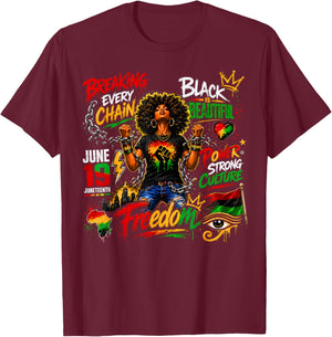 Black Girl Magic Juneteenth Freedom Women Girls Mom T-Shirt - T-Shirt | Maroon