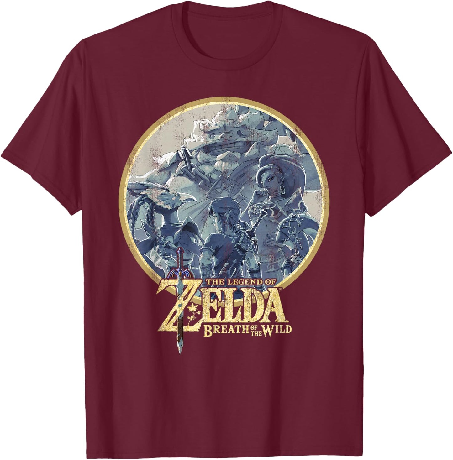 Nintendo Zelda Breath Of The Wild Rock Badge Graphic T-Shirt - T-Shirt | Maroon