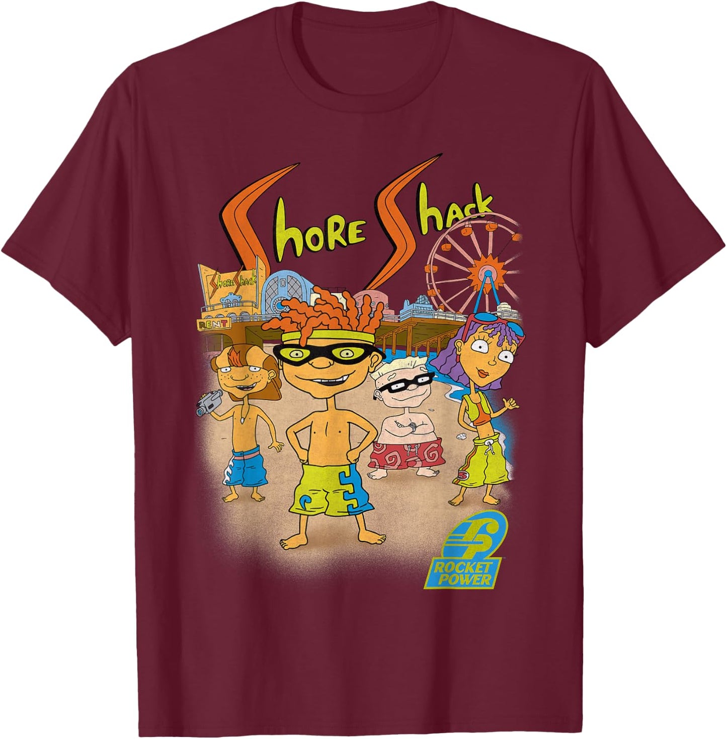 Nickelodeon Rocket Power Beach Scene T-Shirt - T-Shirt | Maroon