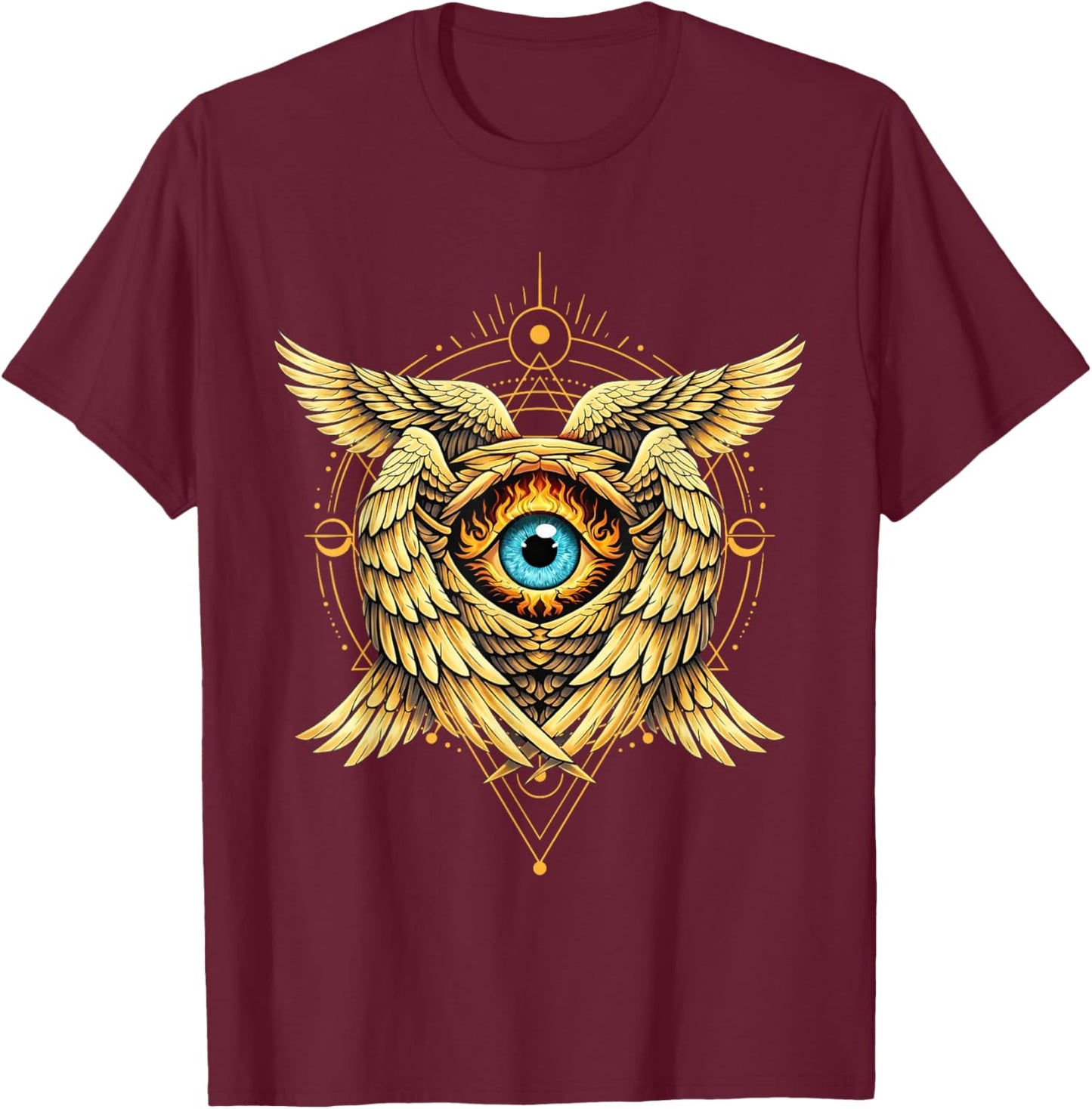 Biblically Accurate Angel Geometric Seraphim Gothic T-Shirt - T-Shirt | Maroon