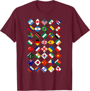 Flags of the Countries of the World, International T-Shirt - T-Shirt | Maroon
