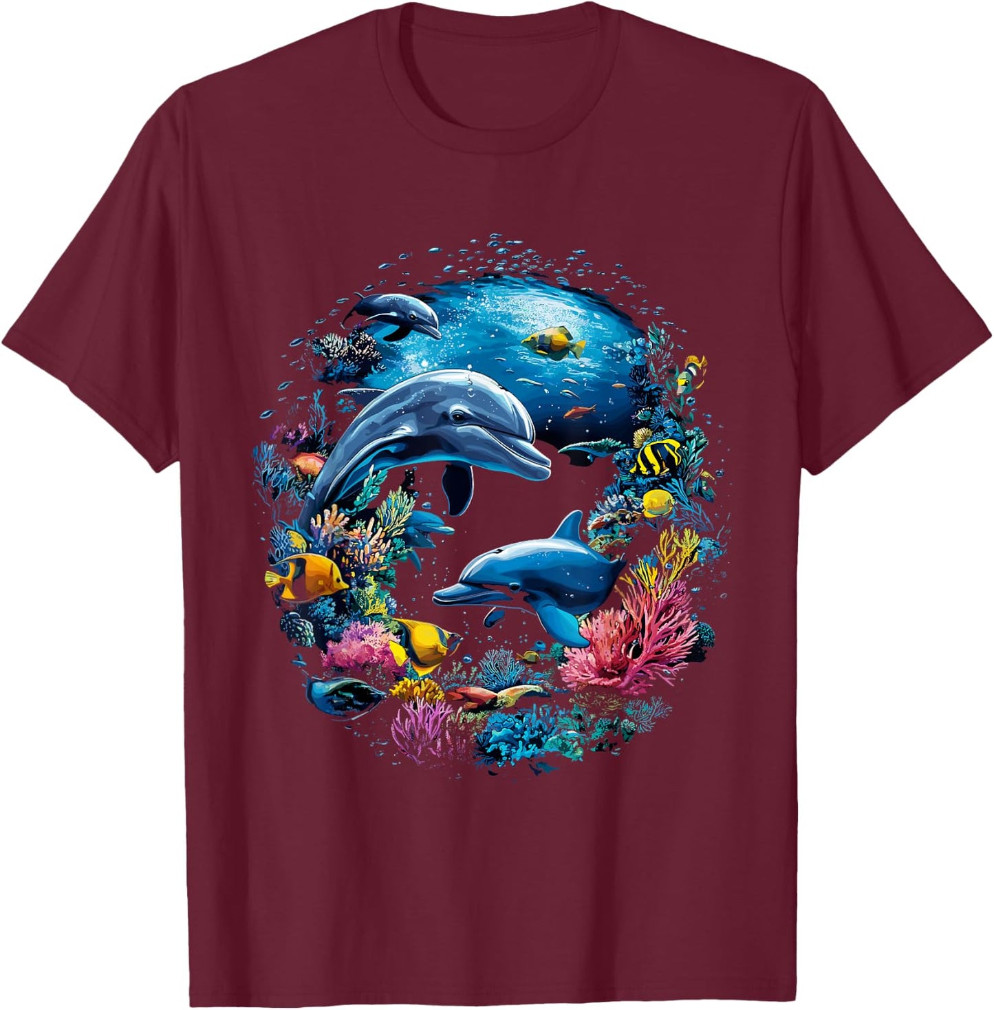 Dolphin Sea Life Save the Ocean Marine Biology Aquarium T-Shirt - T-Shirt | Maroon