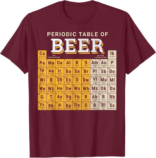 Periodic Table Of Beer Sketch T-Shirt - T-Shirt | Maroon