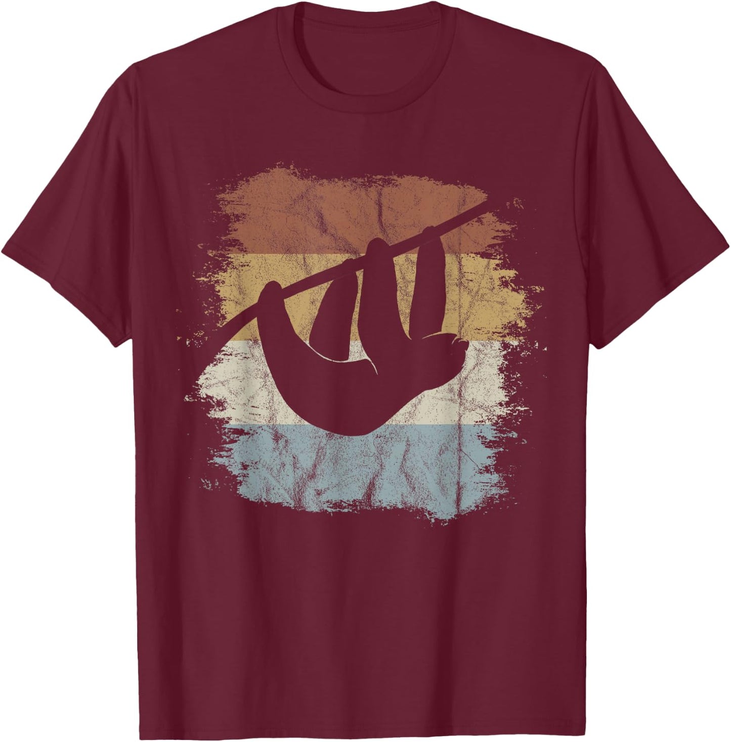 Retro Sloth Silhouette T-Shirt - T-Shirt | Maroon