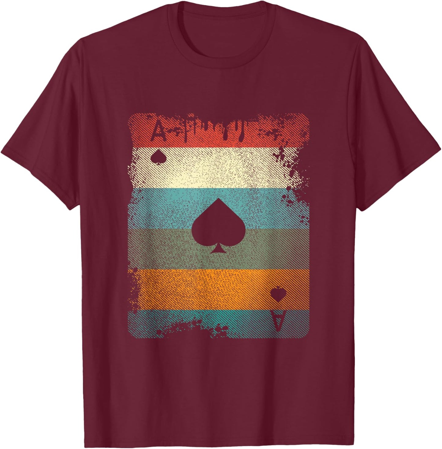 Vintage Poker Ace of Spades Retro Cards Gift T-Shirt - T-Shirt | Maroon