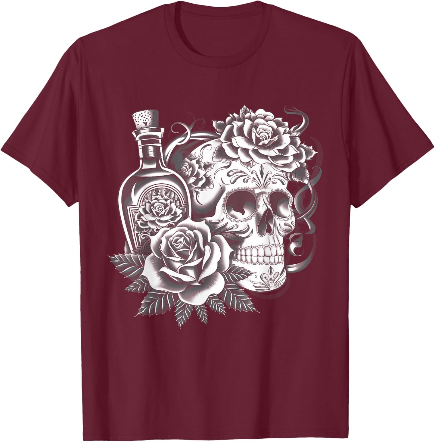 Mexico Vintage Skeleton Tequila Dia De Los Muertos Mexican T-Shirt - T-Shirt | Maroon