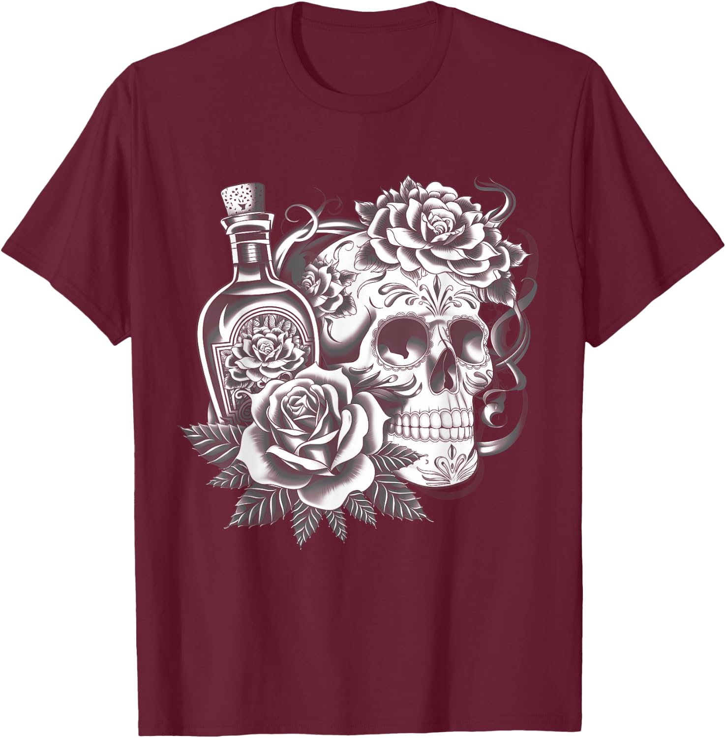 Mexico Vintage Skeleton Tequila Dia De Los Muertos Mexican T-Shirt - T-Shirt | Maroon