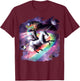 Space Cat Riding Unicorn - Laser, Tacos and Rainbow T-Shirt - T-Shirt | Maroon