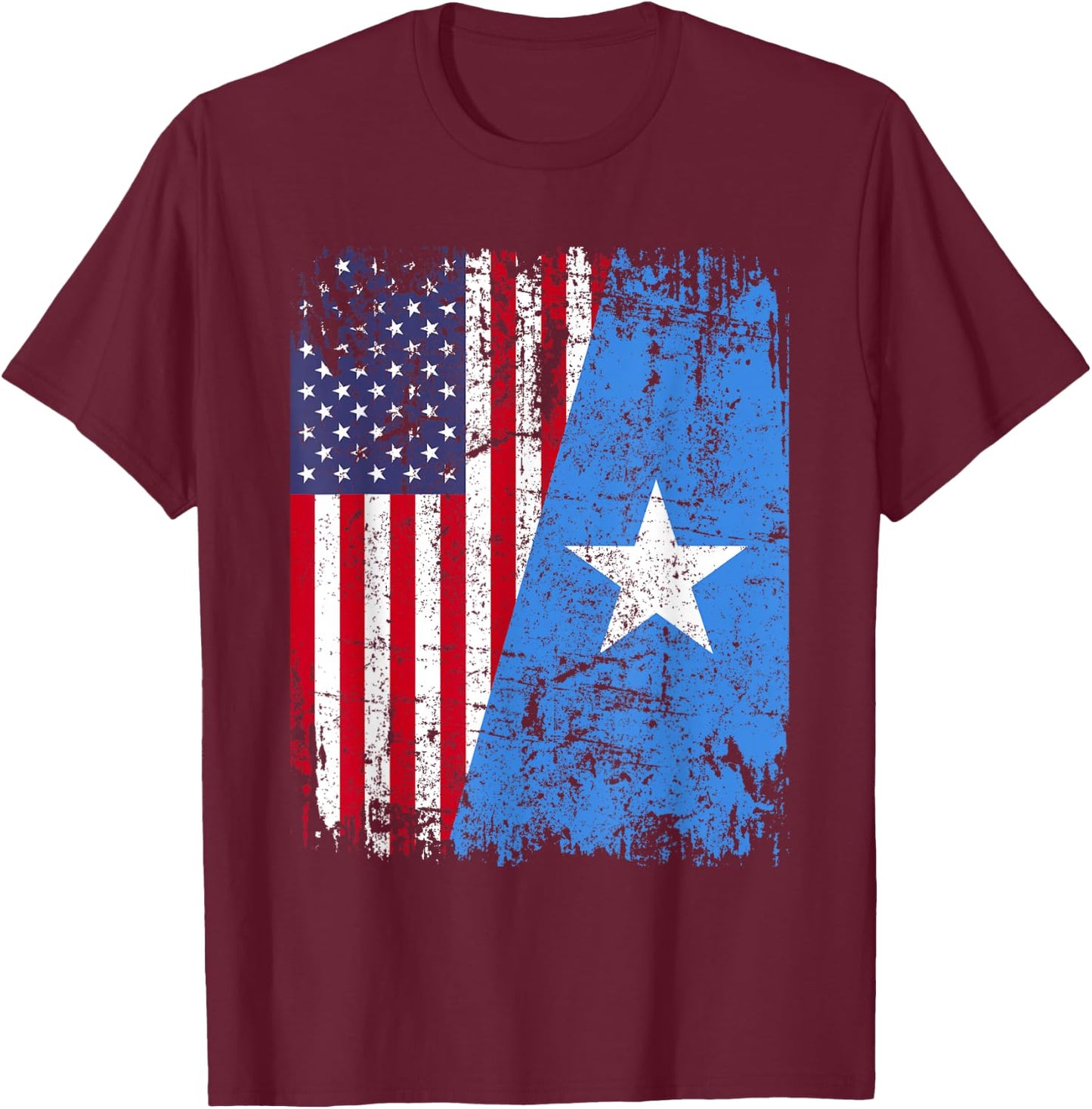SOMALI ROOTS | Half American Flag | SOMALIA T-Shirt - T-Shirt | Maroon