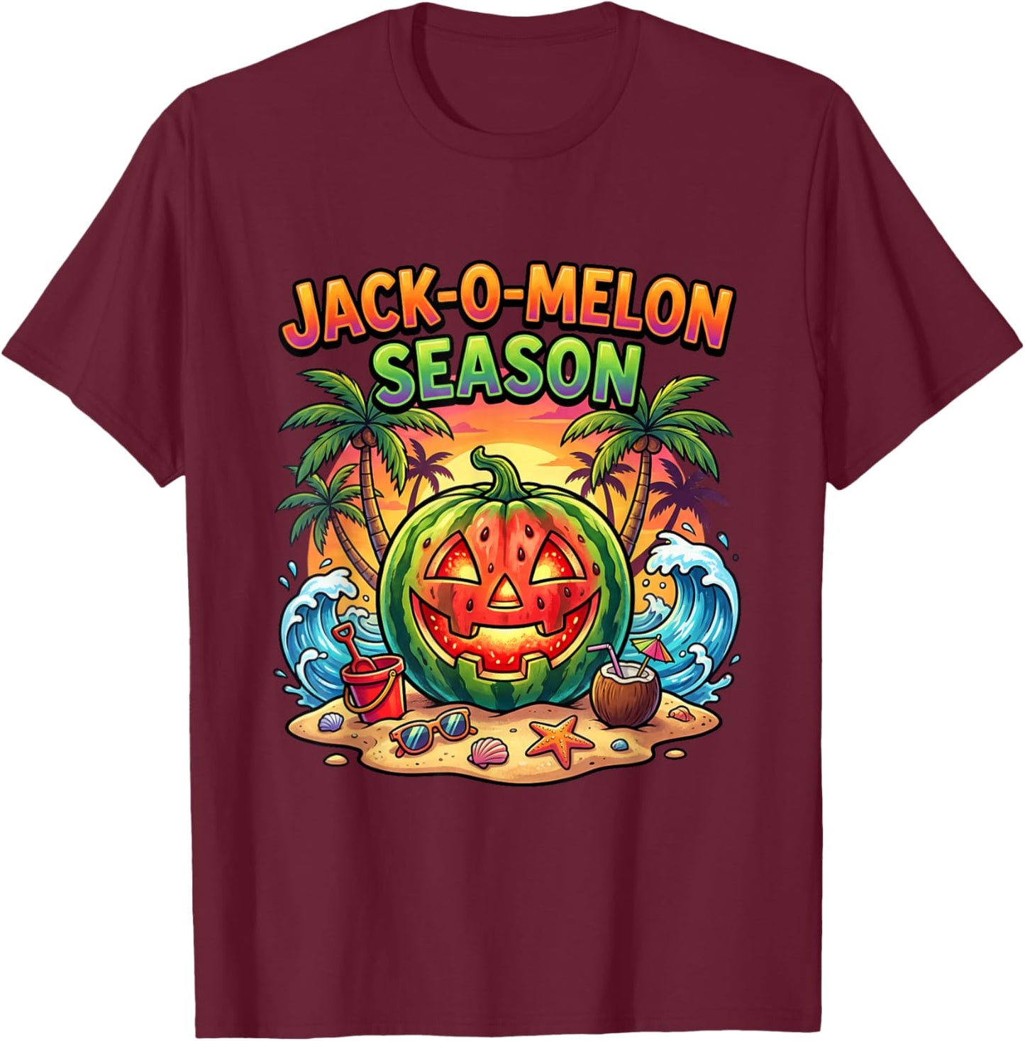 Jack-O Melon Season. Halloween Humor T-Shirt - T-Shirt | Maroon