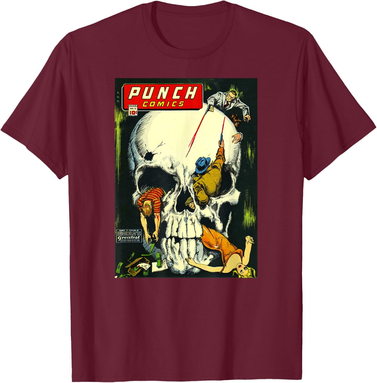 Classic Monster Poster Horror Comic Book T-Shirt - T-Shirt | Maroon