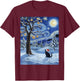 Starry Night Festive Christmas Cat Santa Winter Xmas Women Kids T-Shirt - T-Shirt | Maroon