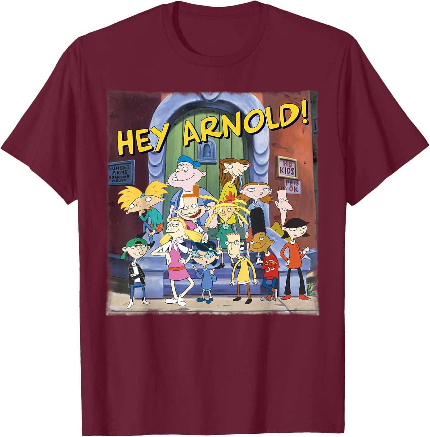 Hey Arnold! Friends Group Shot Poster T-Shirt - T-Shirt | Maroon