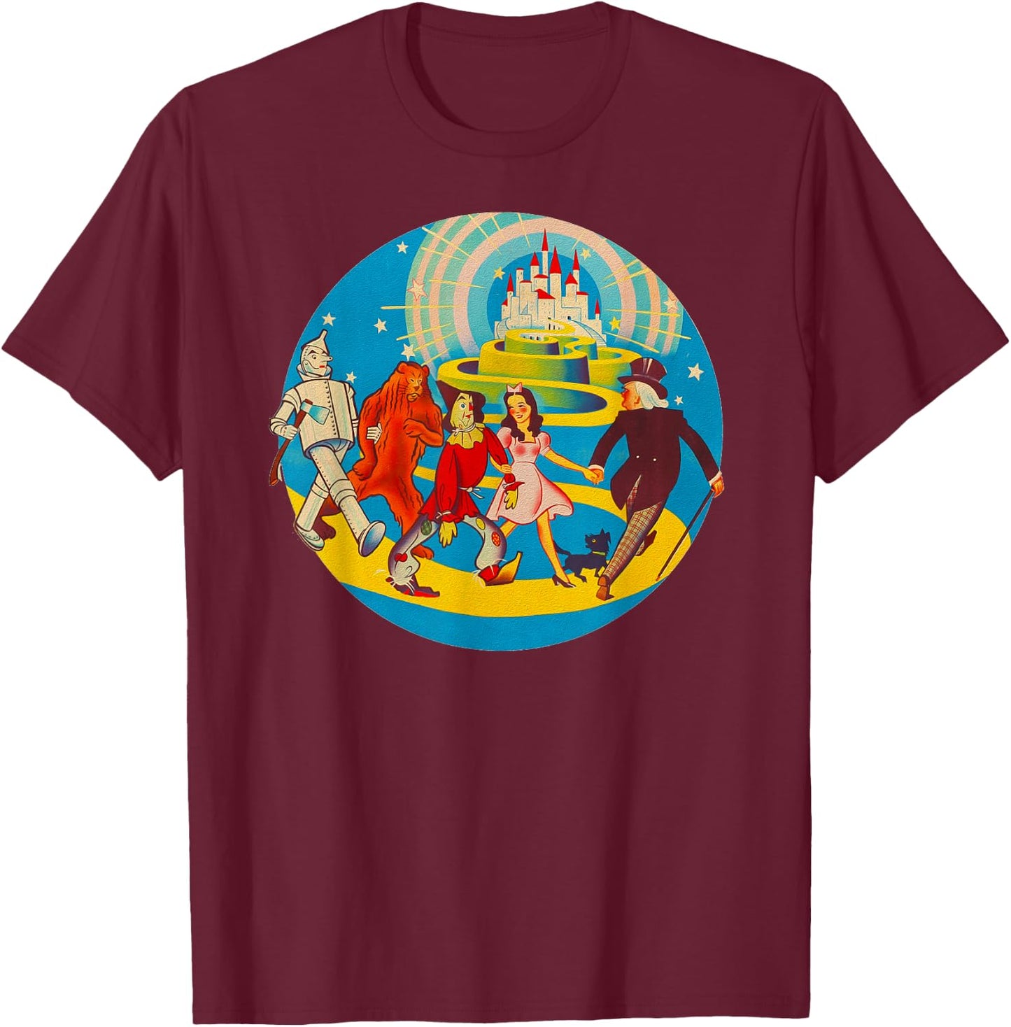 The Wizard of OZ Art Tin Man Lion Scarecrow Dorothy T-Shirt - T-Shirt | Maroon