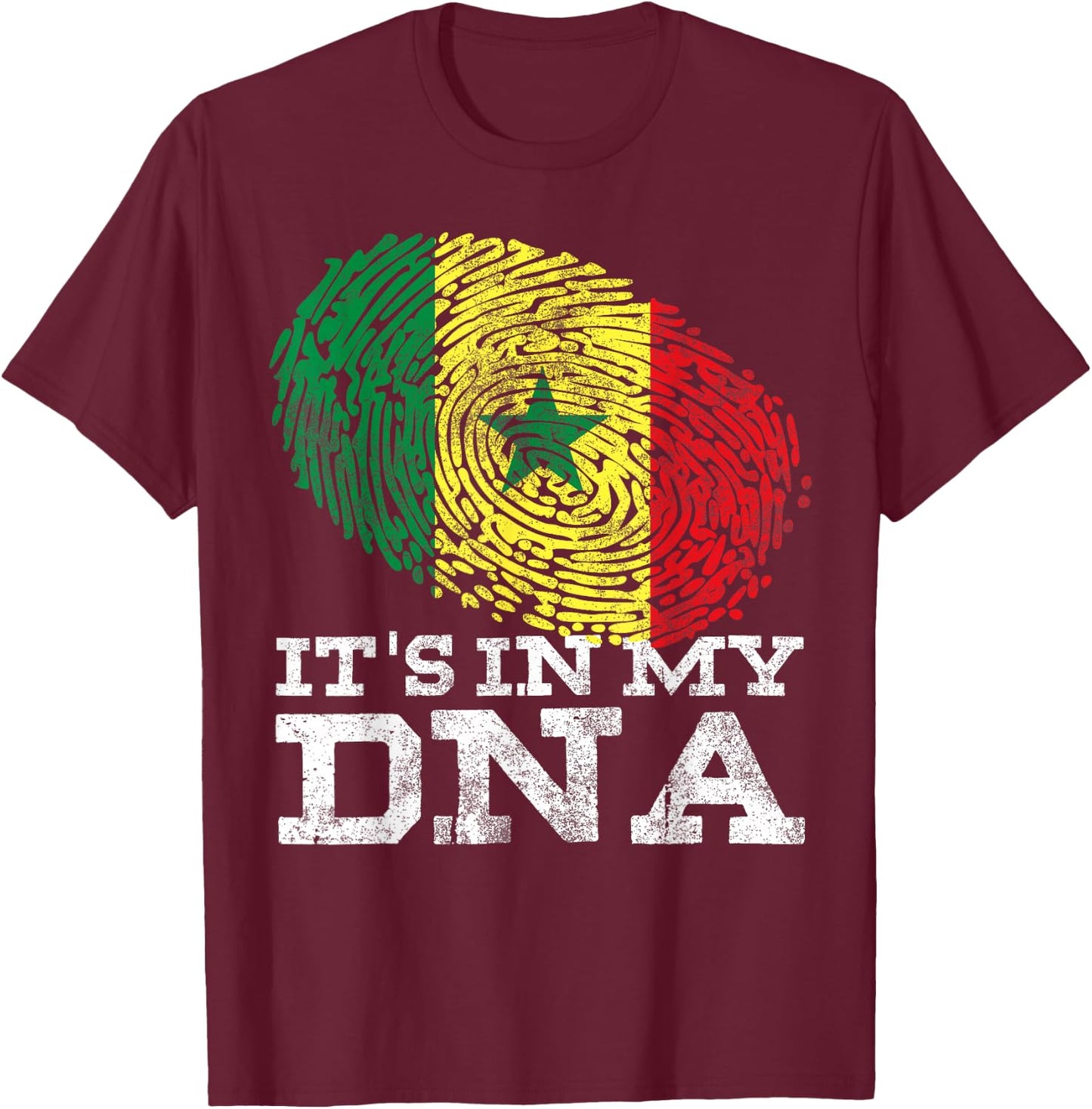 It's In My DNA Senegalese Gifts Afro-American Senegal Flag T-Shirt - T-Shirt | Maroon