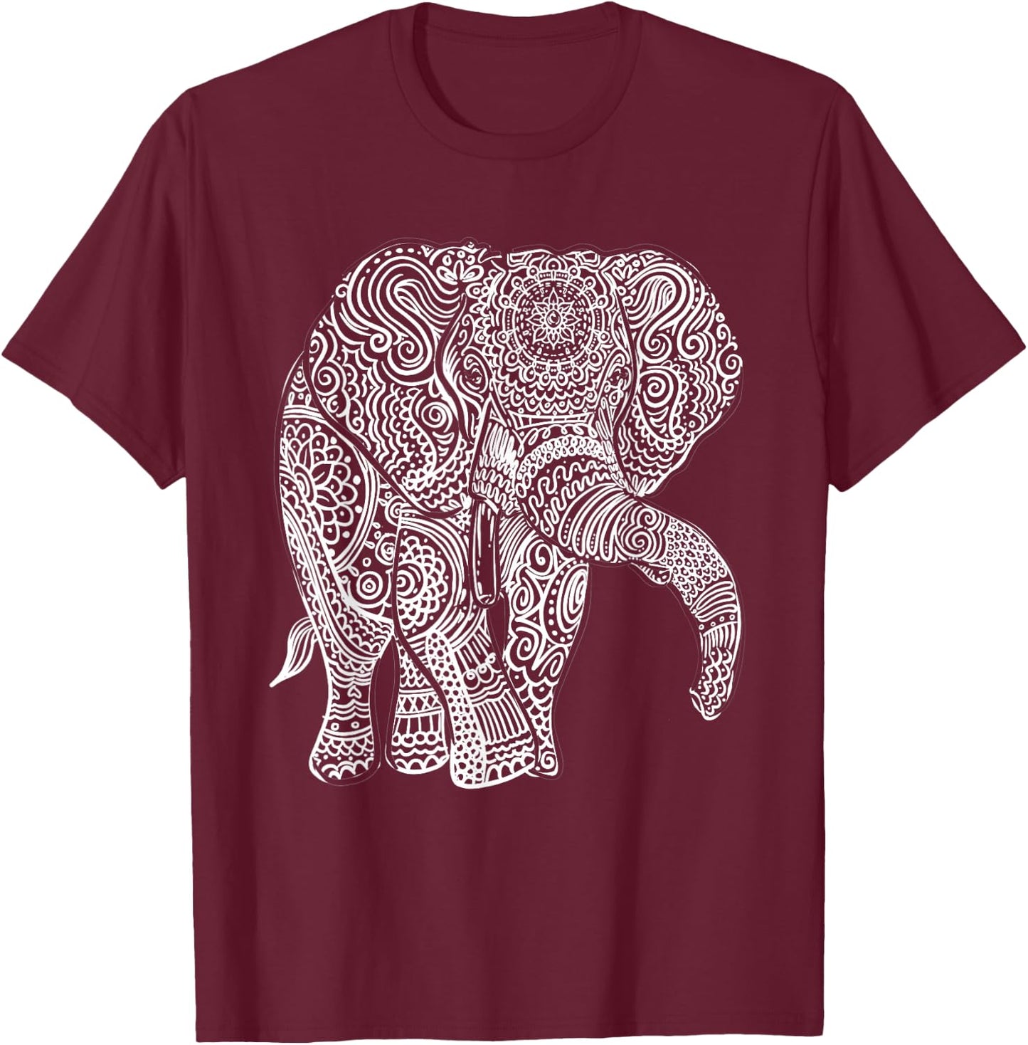 Elephant graphic, mandala, bohemian type gift, men and women T-Shirt - T-Shirt | Maroon