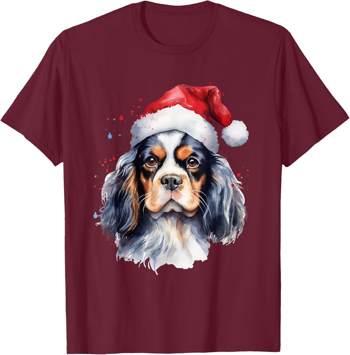 Cavalier King Charles Christmas Dog T-Shirt - T-Shirt | Maroon