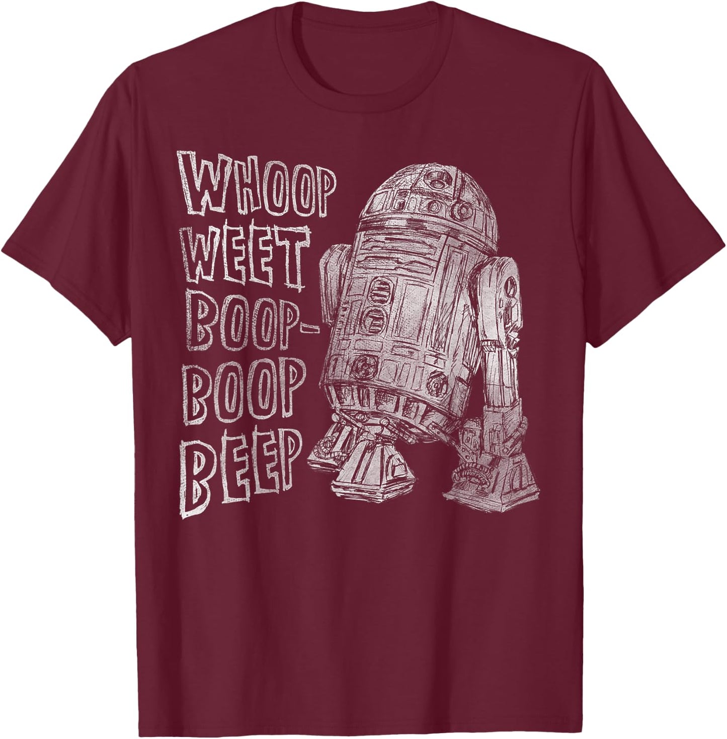 Star Wars Classic R2-D2 Droid Outline Words of Wisdom T-Shirt - T-Shirt | Maroon