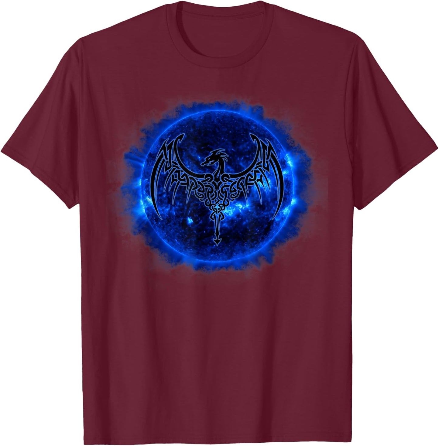 Celtic Dragon Blue Sun T Shirt Tattoo T-Shirt - T-Shirt | Maroon