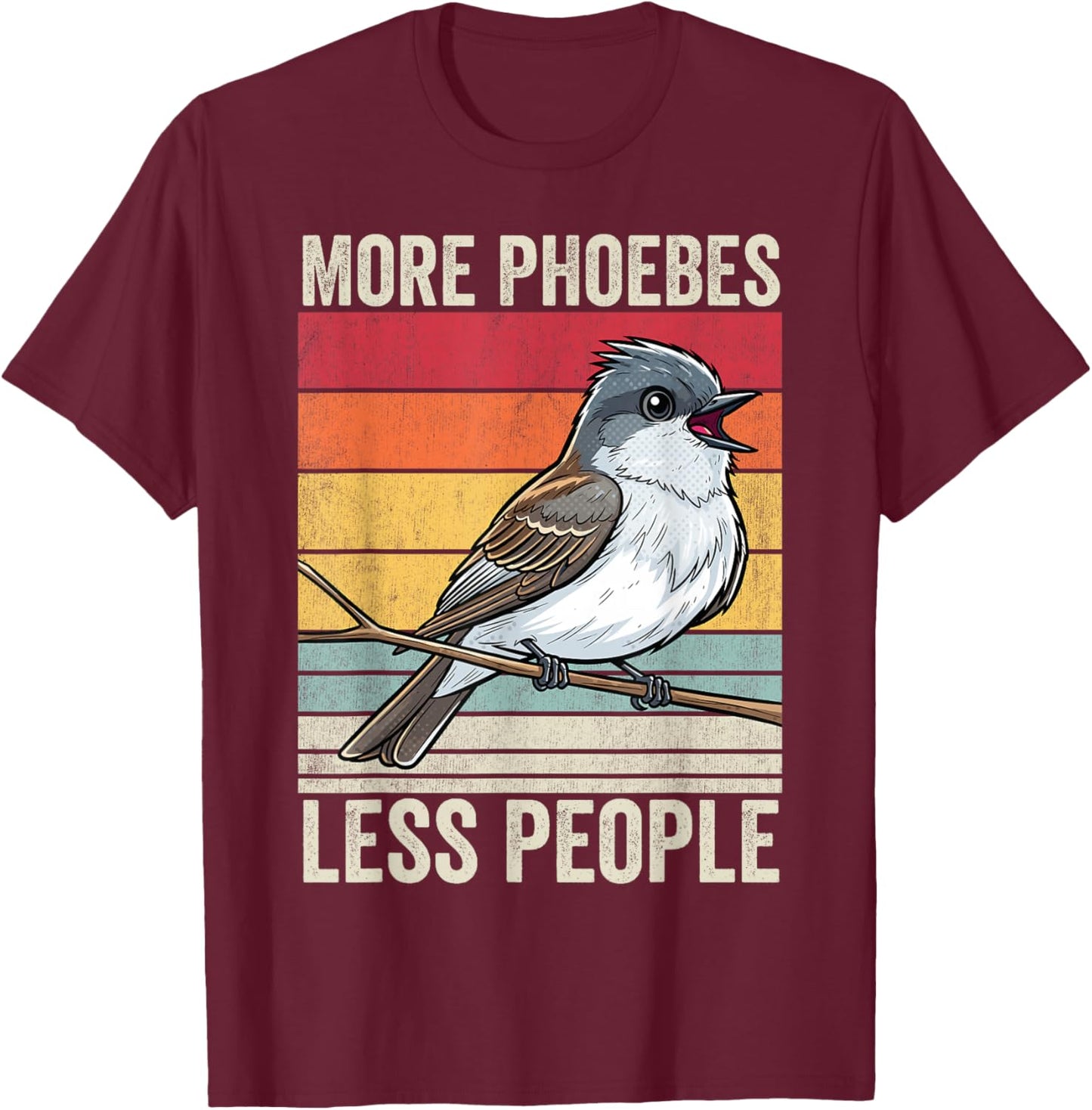 Eastern Phoebe Birdwatching, Funny Eastern Phoebe T-Shirt - T-Shirt | Maroon