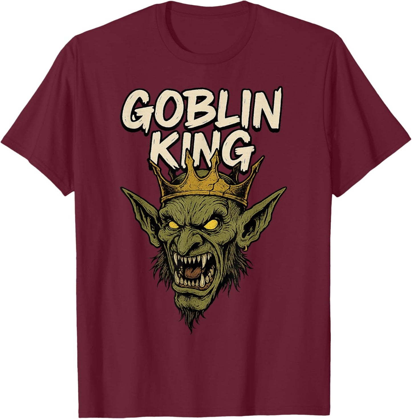 Goblin King Snarling Crown Graffiti Vibe T-Shirt - T-Shirt | Maroon