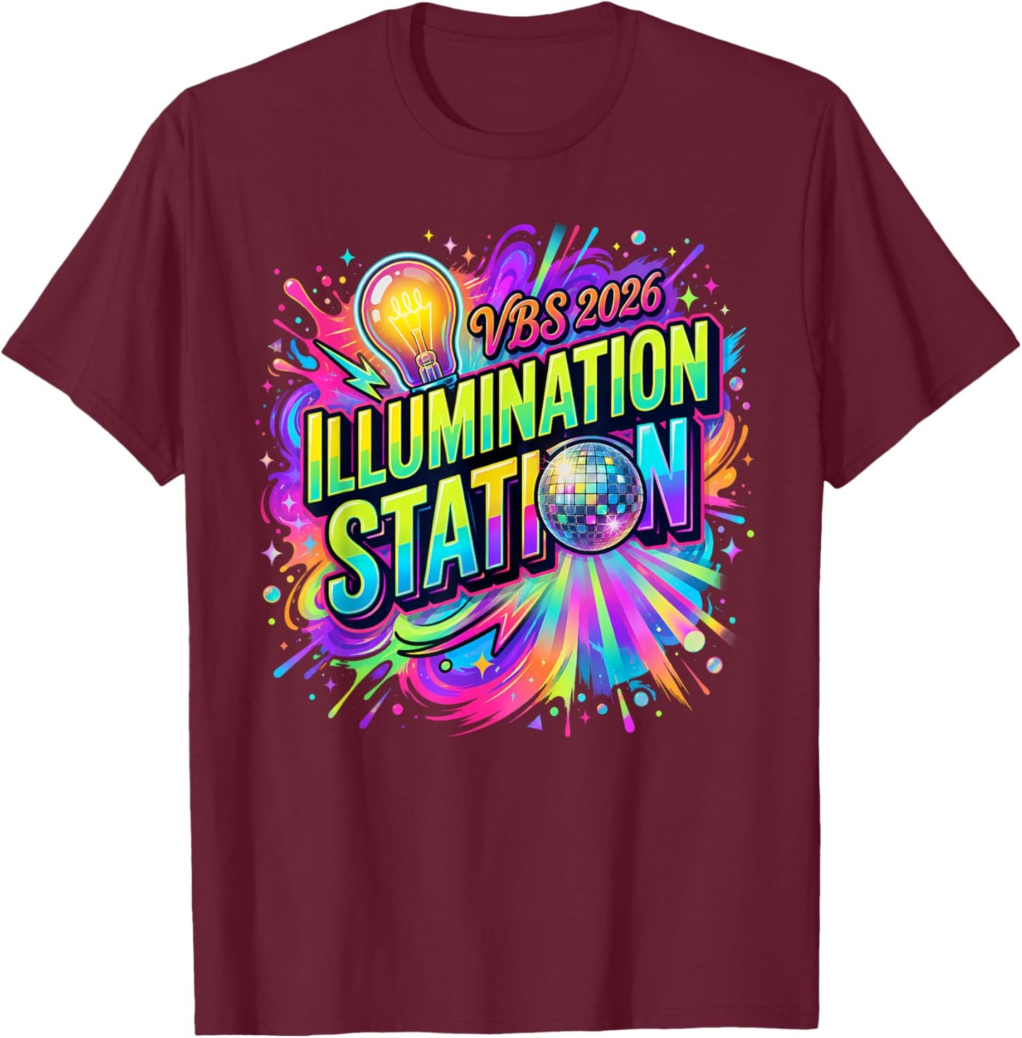 VBS Crew 2026 Illumination Station Vacation Bible School T-Shirt - T-Shirt | Maroon