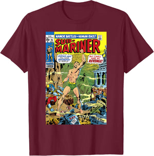Marvel Namor The Sub-Mariner Battles The Human Race Comic T-Shirt - T-Shirt | Maroon