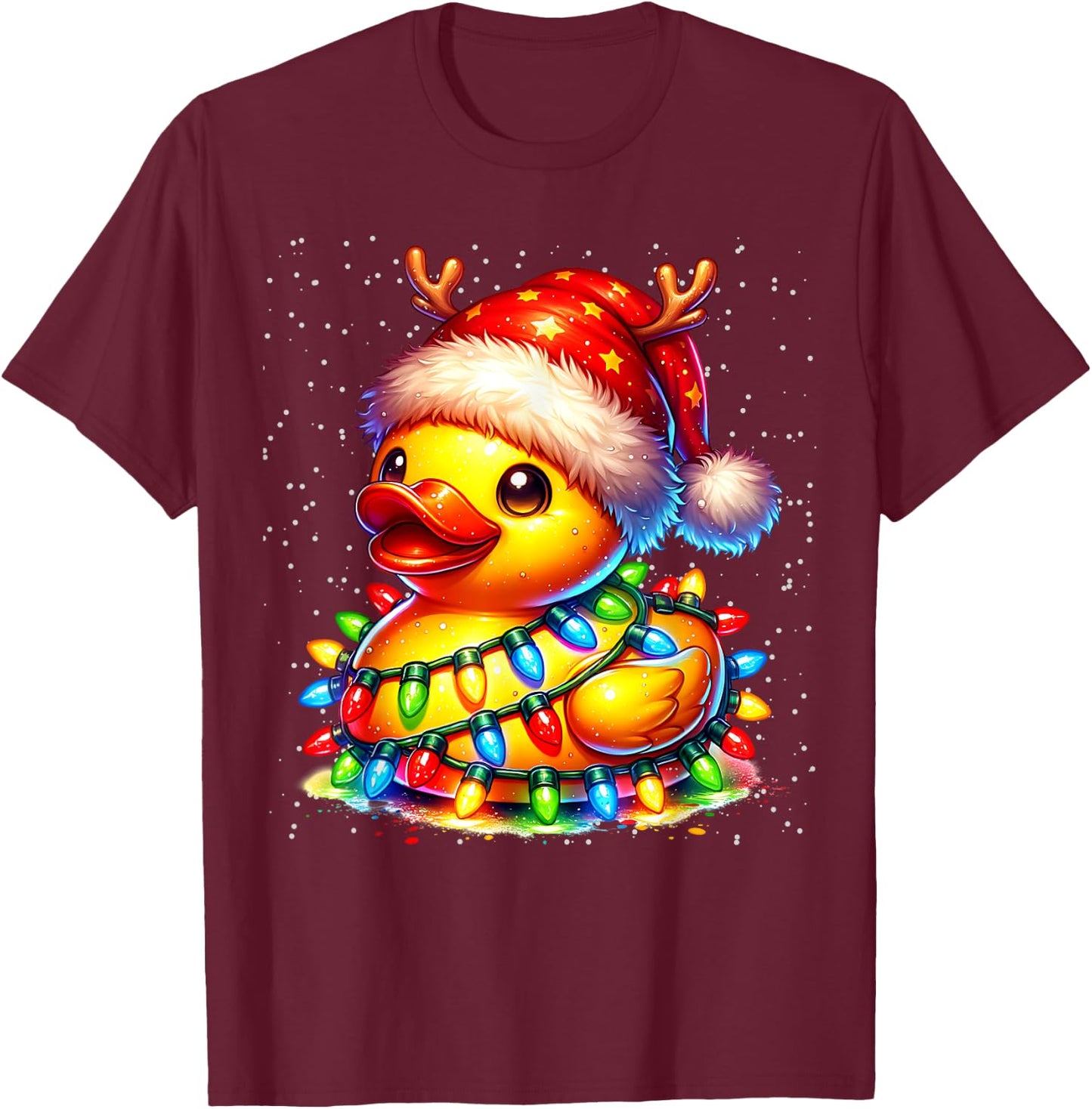 Rubber Duck Squad Christmas Light Reindeer Crew Xmas Pajama T-Shirt - T-Shirt | Maroon
