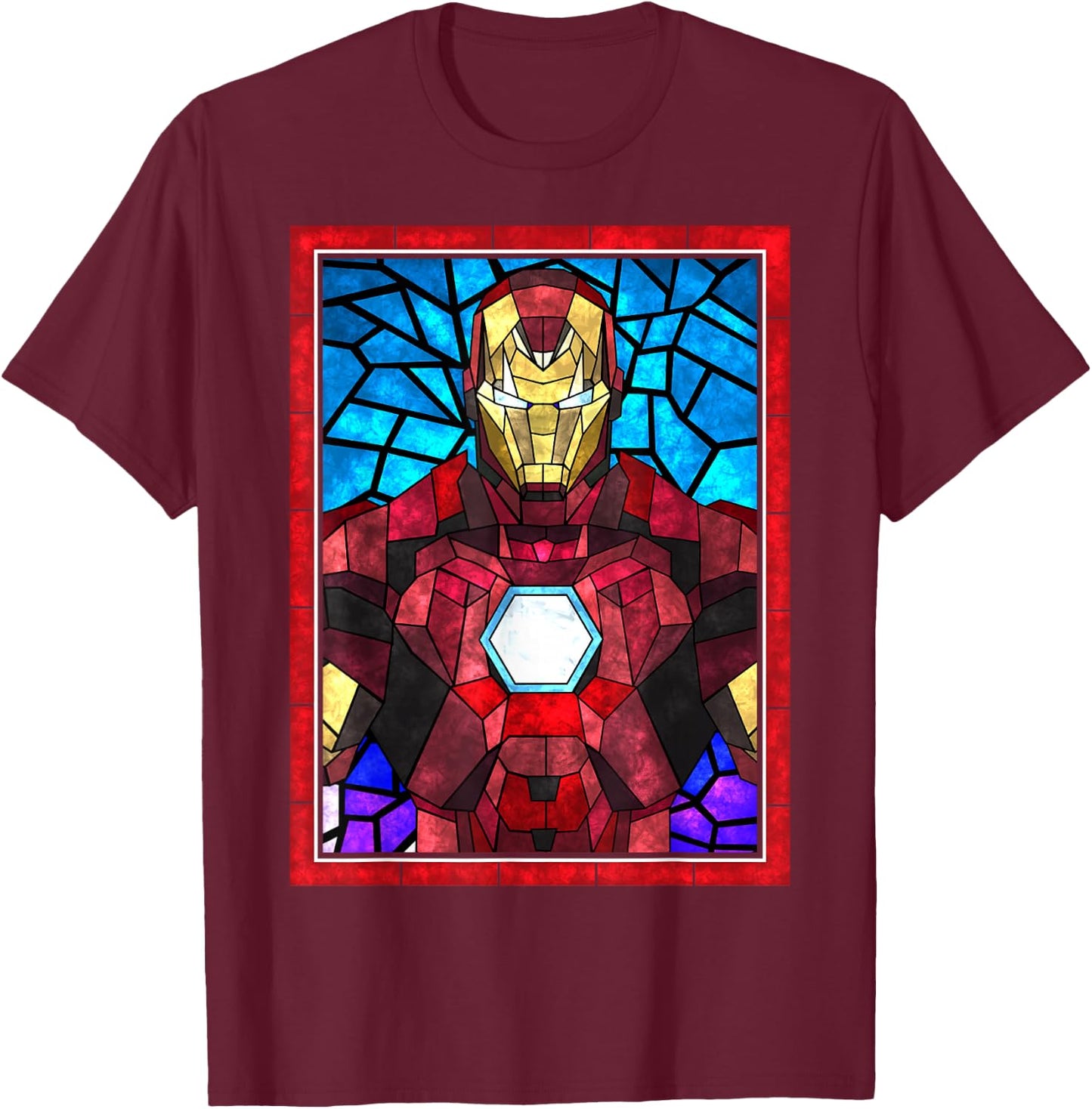 Marvel Iron Man Stained Glass Portrait T-Shirt - T-Shirt | Maroon