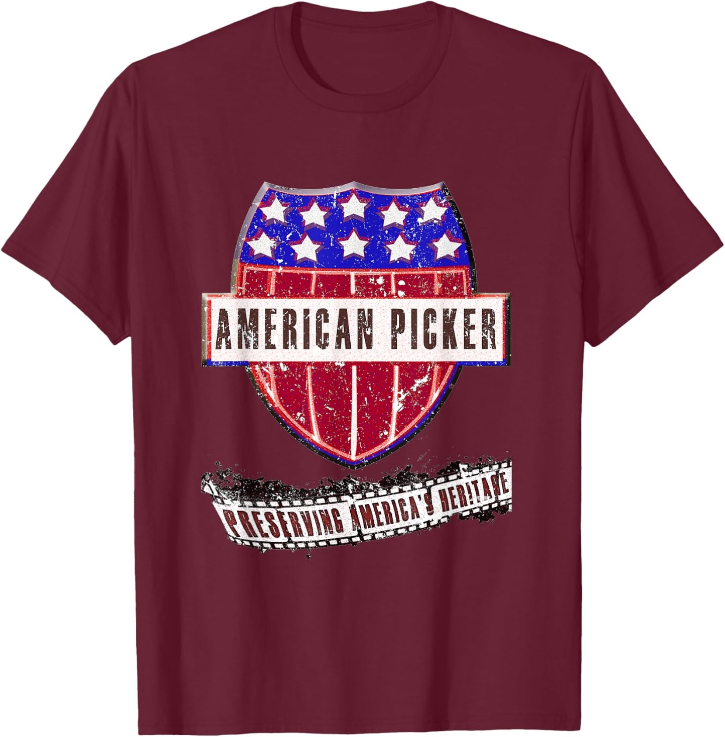 Patriotic American Heritage Pickers T-Shirt - T-Shirt | Maroon