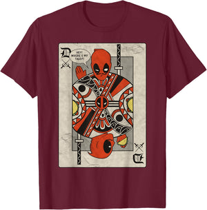 Marvel Deadpool Playing Card Taco Fight Graphic T-Shirt - T-Shirt | Maroon