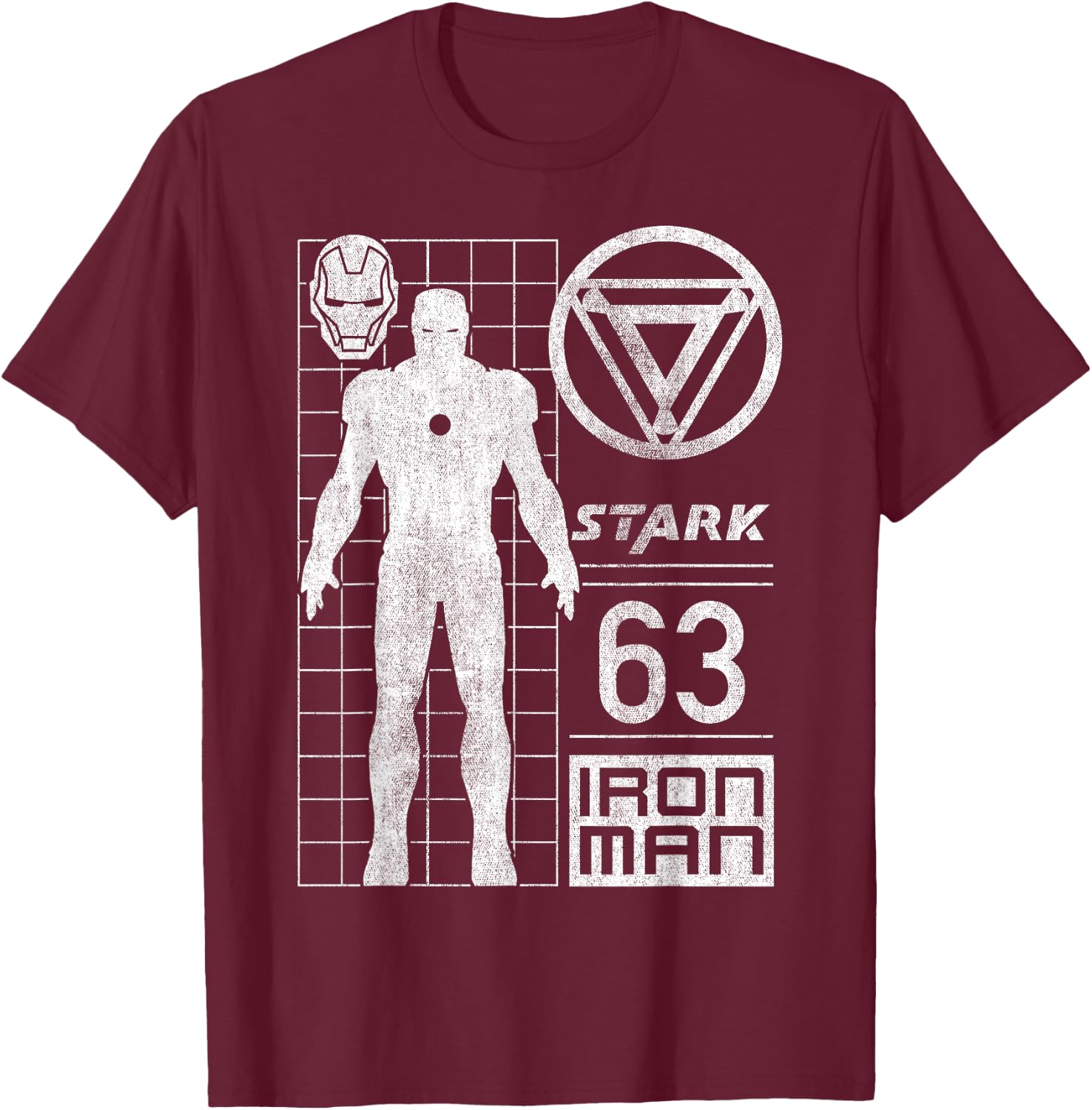 Iron Man Stark Industries 63 Moto Geometric Graphic T-Shirt - T-Shirt | Maroon