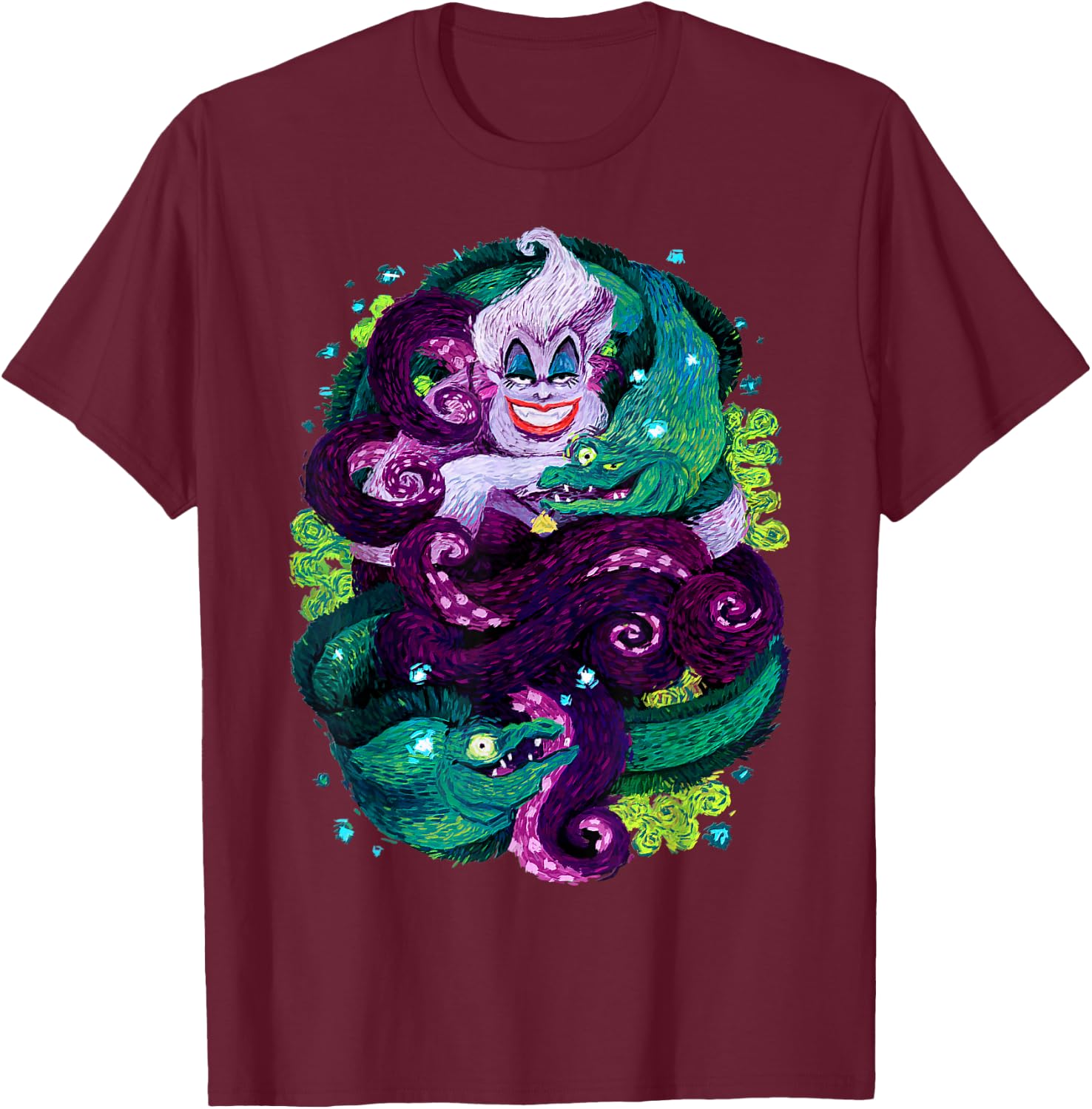 Disney The Little Mermaid Ursula Sea Witch Painting T-Shirt - T-Shirt | Maroon