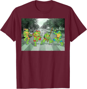 Teenage Mutant Ninja Turtles Road Crossing Parody T-Shirt - T-Shirt | Maroon