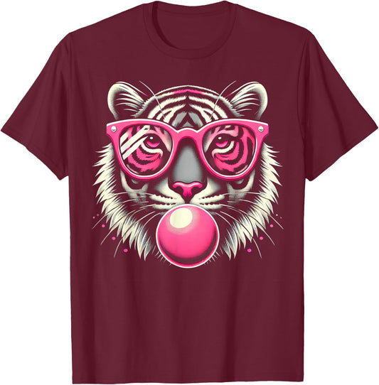 Tiger Face Wild Animal T-Shirt - T-Shirt | Maroon