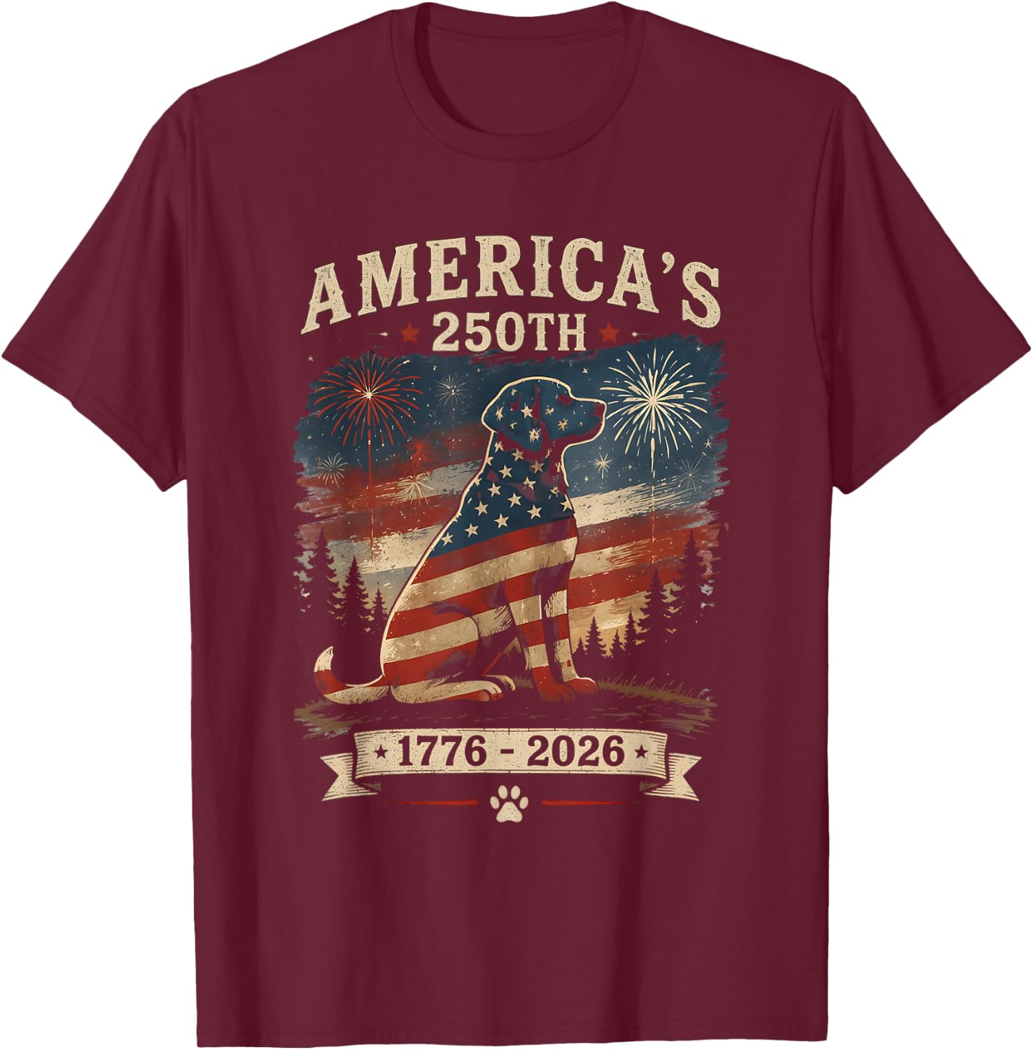 Labrador Retriever America's 250th Anniversary 1776 2026 T-Shirt - T-Shirt | Maroon