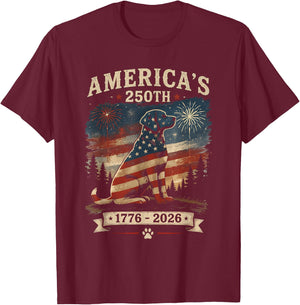 Labrador Retriever America's 250th Anniversary 1776 2026 T-Shirt - T-Shirt | Maroon
