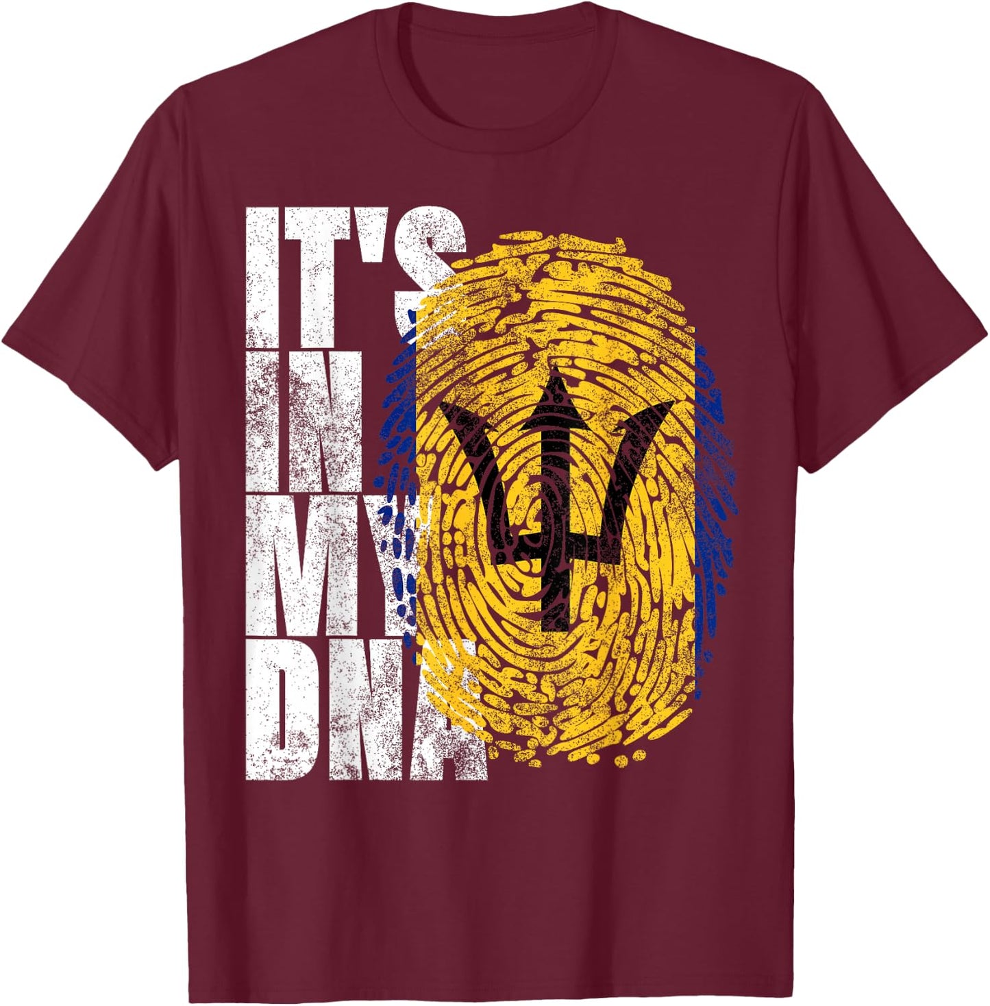 It's In My DNA Barbados Gifts Trident Bajan Barbadian Flag T-Shirt - T-Shirt | Maroon