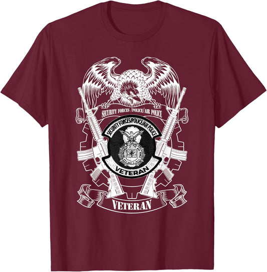 Security Forces Police Air Police Veteran T Shirt T-Shirt - T-Shirt | Maroon