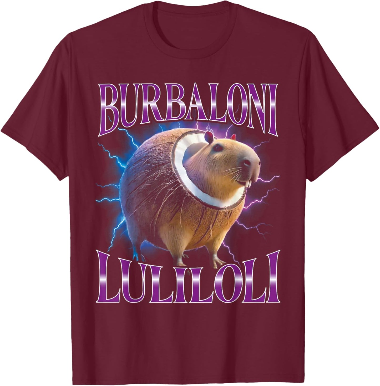 Surreal Italian Brainrot Meme Burbaloni Luliloli Funny T-Shirt - T-Shirt | Maroon