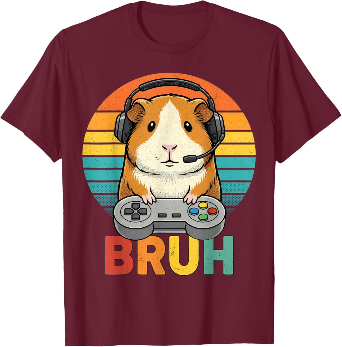 Gaming Guinea Pig Bruh Retro Guinea Pig Gamer Bruh Kids Boys T-Shirt - T-Shirt | Maroon