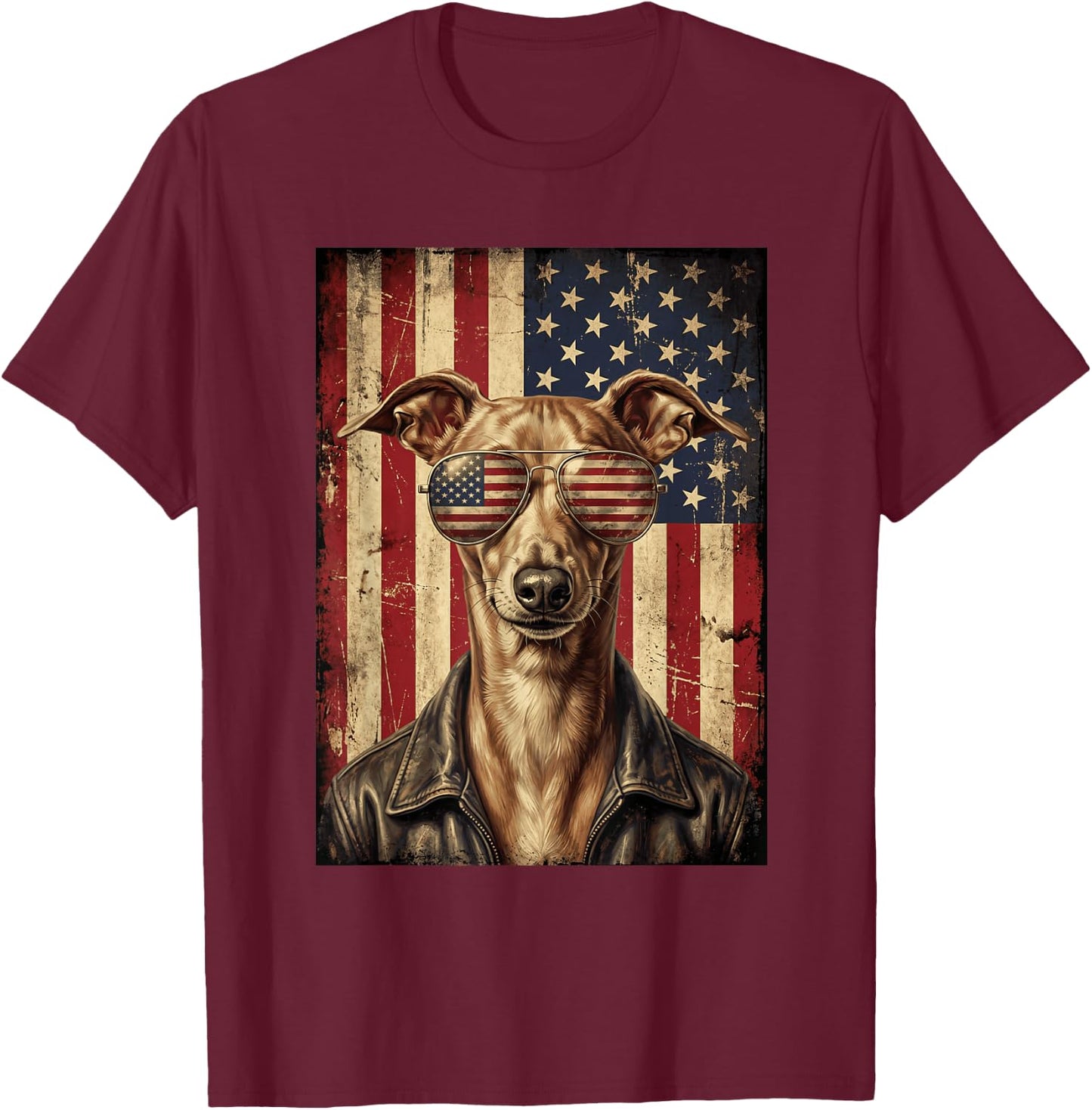 American Flag Italian Greyhound Patriotic Dog Owner T-Shirt - T-Shirt | Maroon