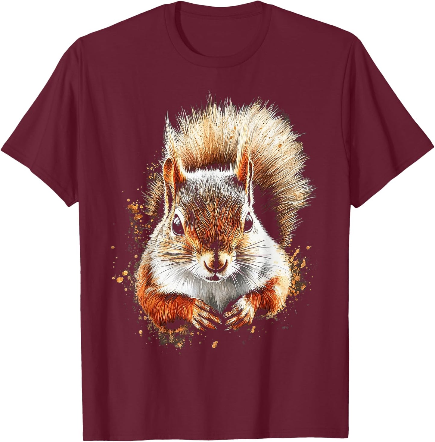 Squirrel Animal Graphic Painting Art Squirrel T-Shirt - T-Shirt | Maroon